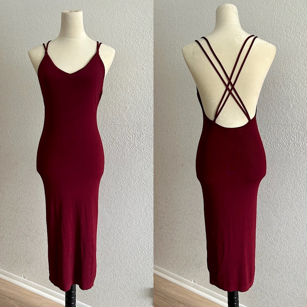 Rehab by Nasty Gal Vintage Cherry Red Fitted Midi Dress